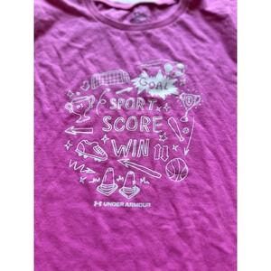 Under Armour Girls Pink Graphic T Shirt Score Big Dream Big Short Sleeve Tee